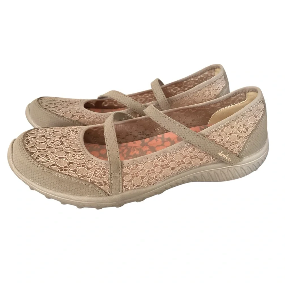 Skechers Be-light Slip On Lace Detail Flat Shoe Size 8 - Picture 1 of 10